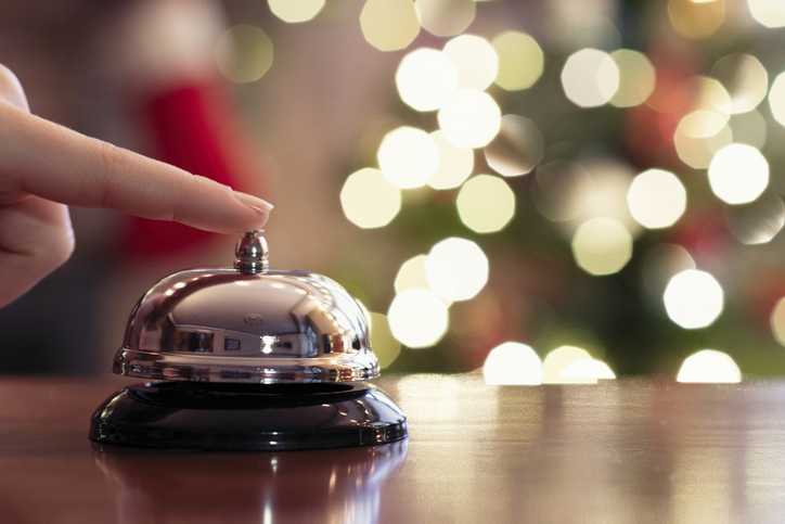Staying in a hotel during the holidays to relieve stress.