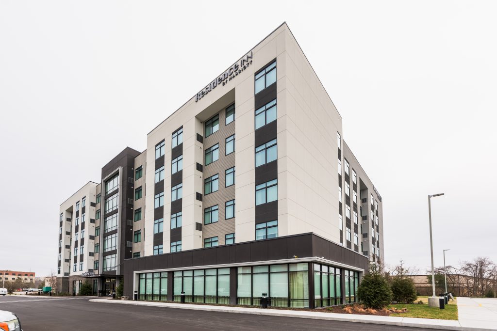 IExterior view of Residence Inn Nashville MetroCenter hotel near downtown Nashville, managed by Imagine Hospitality