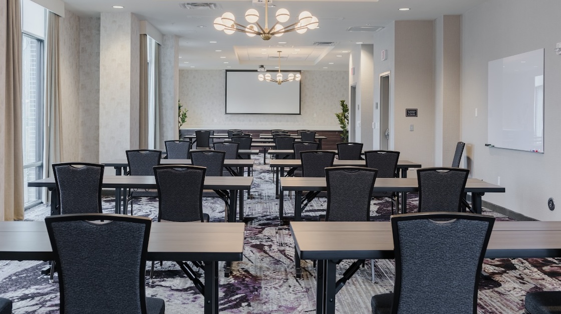 Desks and chairs in beautiful meeting room.